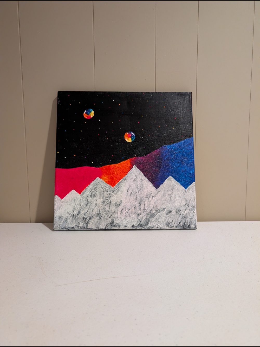 Abstract Mountain Nightscape Canvas Art - Multicolor